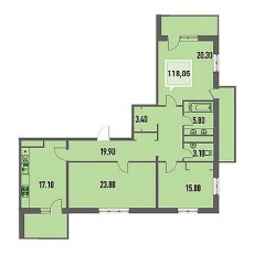 ЖК Тургенев 3 комнатная 118.05м2