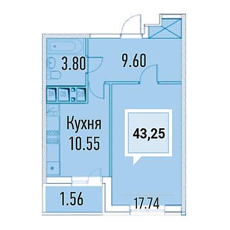 ЖК Империал 1 комнатная 43.25м2