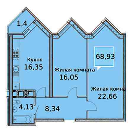 ЖК Империал 2 комнатная 68.93м2