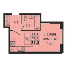 ЖК Абрикосово Студия 23.3м2