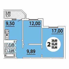 ЖК Восточно-Кругликовский (ВКБ) 2 комнатная 53.66м2