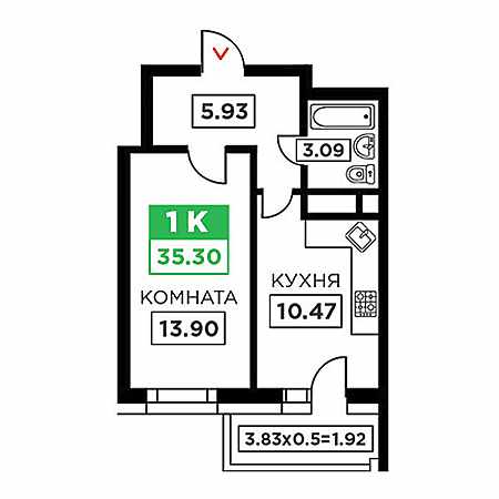 ЖК Время 1 комнатная 35.30м2