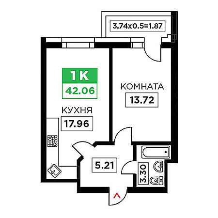 ЖК Время 1 комнатная 42.06м2