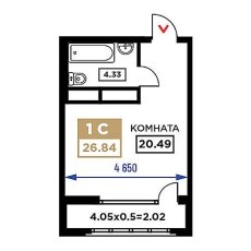 ЖК Сердце 1 комнатная 26.84м2