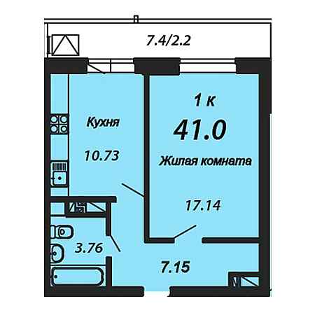 ЖК Трилогия 1 комнатная 41.0м2