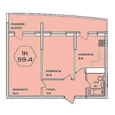 ЖК Флотилия 2 комнатная 59.4м2