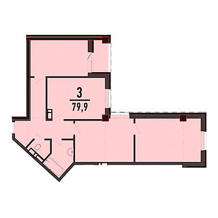 ЖК Пируэт 3 комнатная 79.9м2