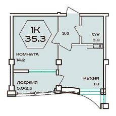 ЖК Барселона 1 комнатная 35.3м2