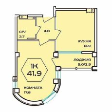 ЖК Барселона 1 комнатная 41.9м2