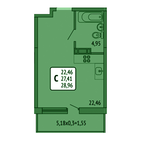 ЖК Светлоград Студия 28.96м2