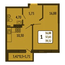 ЖК Светлоград 1 комнатная 39.32м2