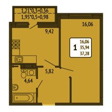 ЖК Светлоград 1 комнатная 37.28 м2