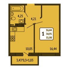 ЖК Светлоград 1 комнатная 35.98м2