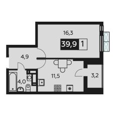 ЖК Квартет 1 комнатная 39.9м2