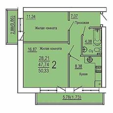 ЖК Россинский 2 комнатная 50.33м2
