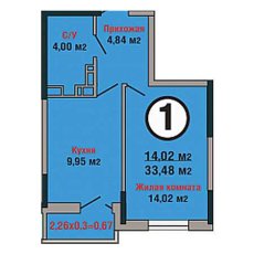 ЖК Семейный Парк 1 комнатная 33.48м2