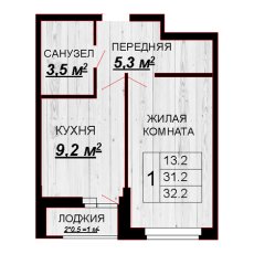ЖК Акварели 2 1 комнатная 32.20м2