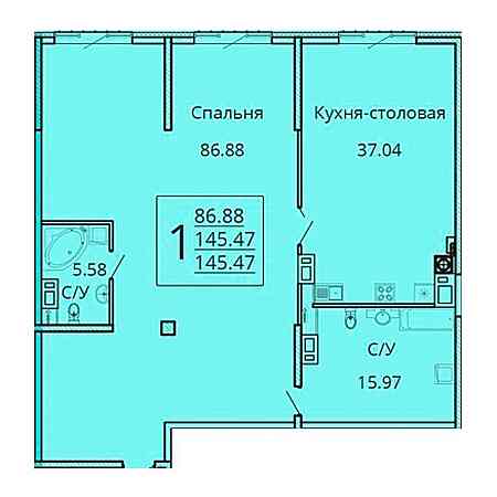 ЖК Мариинский Бульвар 1 комнатная 145.47м2