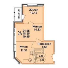 ЖК Олимп 1 комнатная 49.95м2