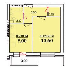 ЖК Подсолнухи 1 комнатная 33.70м2