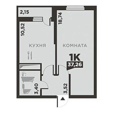 ЖК На Красных Партизан 2 1 комнатная 37.26м2
