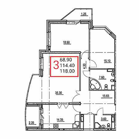 ЖК Ривьера 3 комнатная 118м2