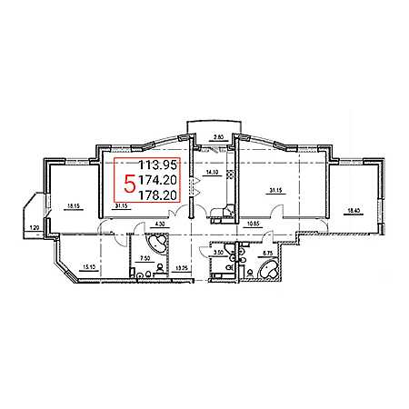 ЖК Ривьера 4+ комнаты 178.20м2