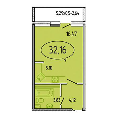 ЖК Березовый Парк Студия 32.16м2