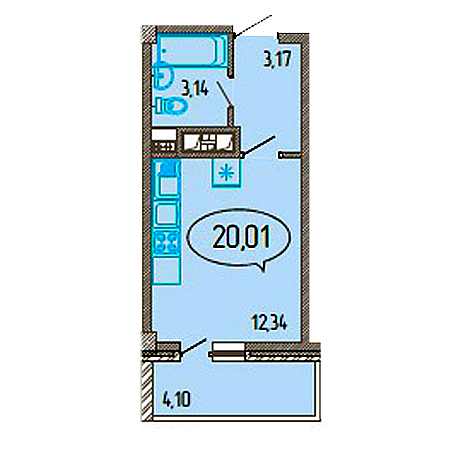 ЖК Витязь Студия 20.01м2