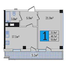 ЖК Центральный 1 комнатная 53.80м2