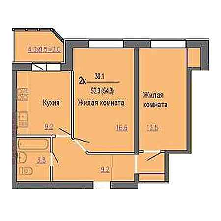 ЖК Прованс 2 комнатная 54.3м2