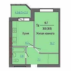 ЖК Прованс 1 комнатная 38.8м2
