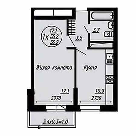 ЖК Мечта 1 комнатная 36.2м2