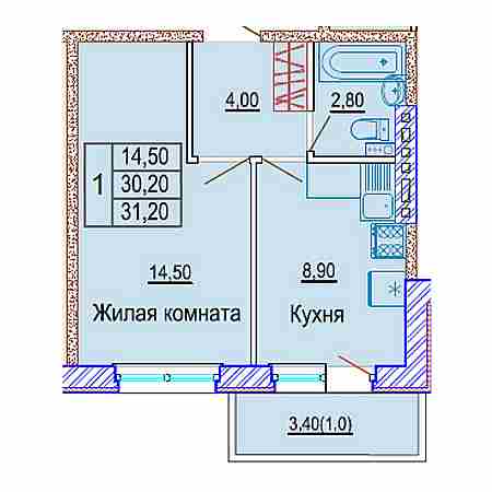 ЖК Матрешки 1 комнатная 31.20м2