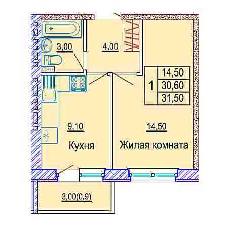 ЖК Матрешки 1 комнатная 31.50м2