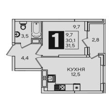 ЖК Самолет-2 1 комнатная 31.5м2