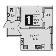 ЖК Самолет-2 1 комнатная 31.7м2
