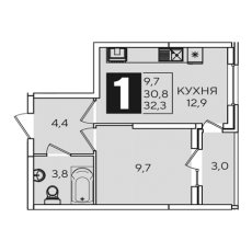 ЖК Самолет-2 1 комнатная 32.3м2