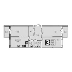 ЖК Самолет-2 3 комнатная 67.8м2