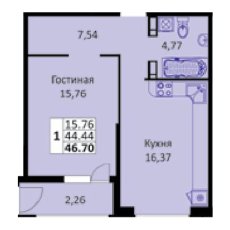 ЖК Стрижи 1 комнатная 46.70 м2