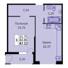 ЖК Стрижи 1 комнатная 47.12 м2