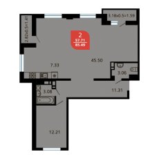ЖК Красная Площадь(Ромекс) Свободная планировка 85.49м2
