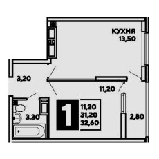 ЖК Самолет-2 1 комнатная 32.60м2