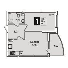 ЖК Самолет-4 1 комнатная 42.1м2