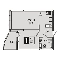 ЖК Самолет-4 1 комнатная 37.5м2