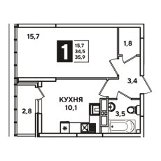 ЖК Самолет-4 1 комнатная 35.90(1)м2
