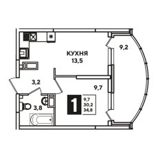 ЖК Самлет-4 1 комнатная 34.8м2