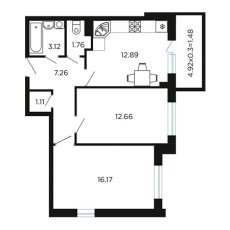 ЖК Красная Площадь(Ромекс) 2 комнатная 59.90м2