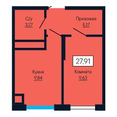 ЖК Баланс 1 комнатная 27.91м2