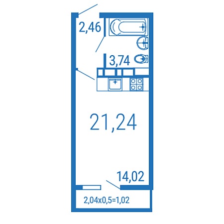 ЖК Параллели Студия 21.24м2